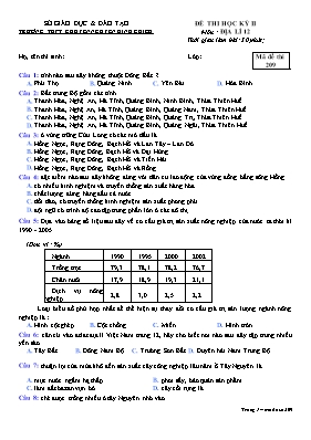 Đề kiểm tra học kì II Địa lí lớp 12 - Mã đề 234 - Năm học 2016-2017 - Trường THPT Lê Quý Đôn